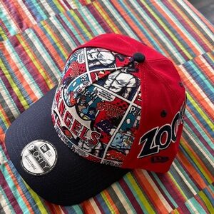 New Era angels, zoom Red & Navy Comic Panel Angels Baseball Cap nwt strapback